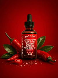 VasFlow™ – Advanced Blood Flow & Circulation Support Drops with Cayenne Pepper, Beet Root, Hawthorn, Turmeric, Vitamin K2 & D3